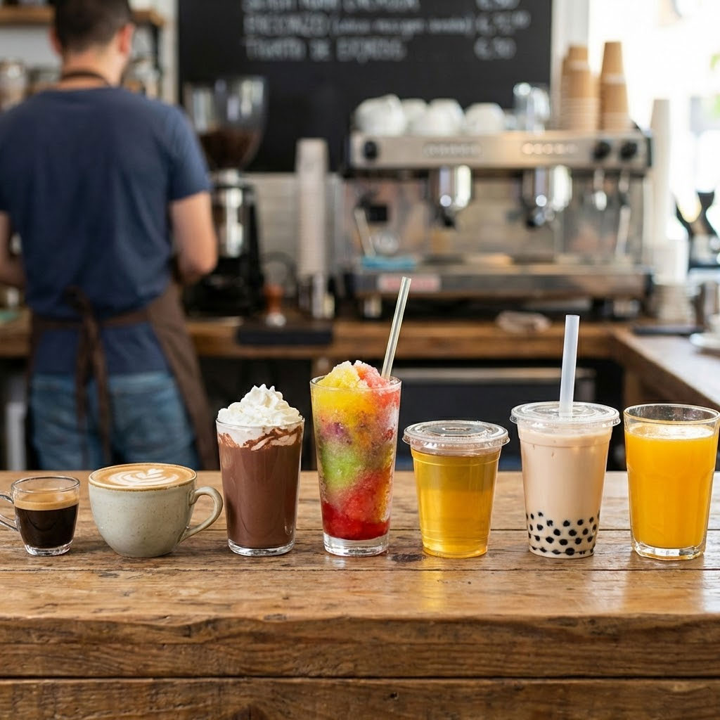 bebidas en barra de cafeteria