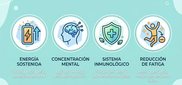 beneficios ginseng ginsenósidos energía concentración sistema inmune sin azúcar
