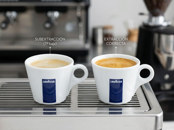 comparativa espresso subextraído vs extracción correcta temperatura baja cafetería